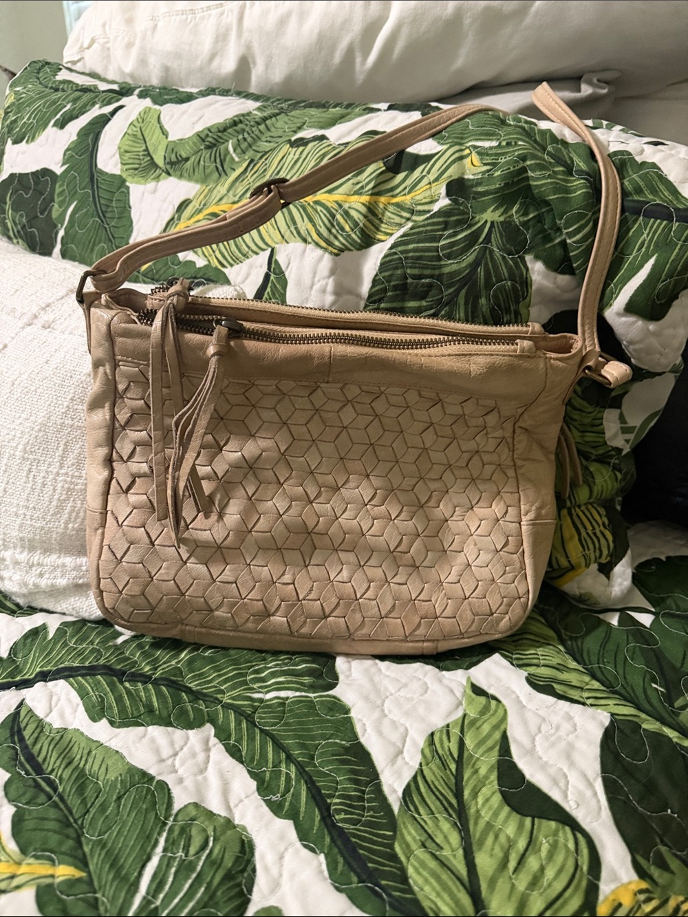 Day & Mood Woven Leather Crossbody Bag